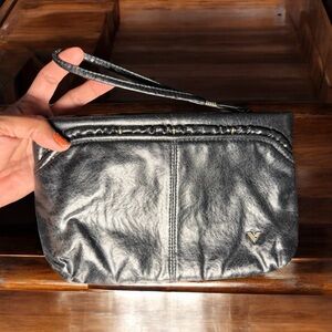 Vintage Mark Lifey Silver Leather Wristlet Clutch